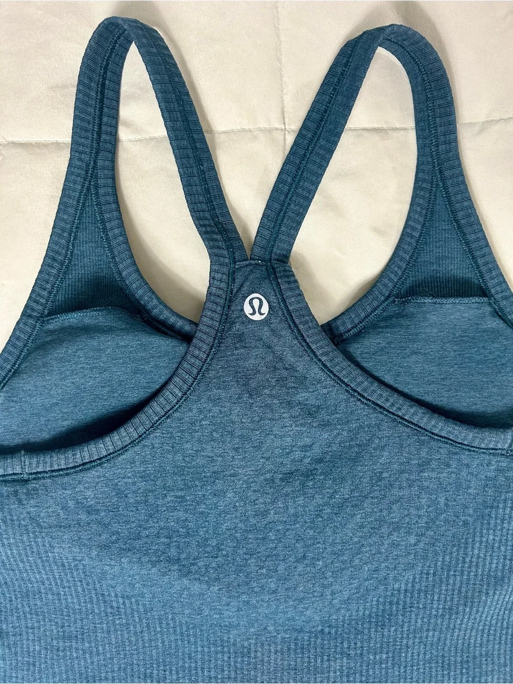 lululemon athletica Ebb To Street Tank, Ribbed Teal Blue Racerback Tank, Size 6